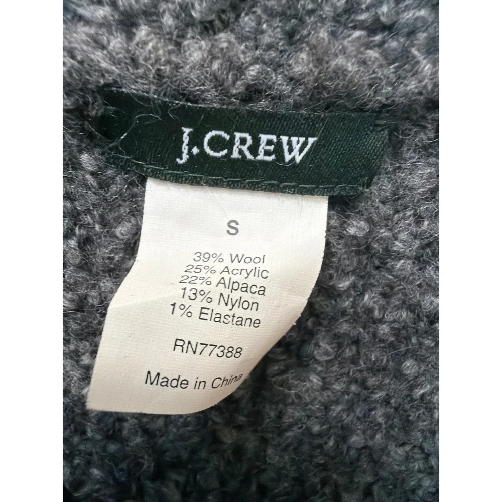 J.Crew Full Zip Cardigan Womens S Grey Wool Alpaca Blend Boucle Sweater Y2K